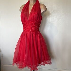 FAVIANA New York Fully V-Neck Backless ( coral color) size 7/8” Womens Dress